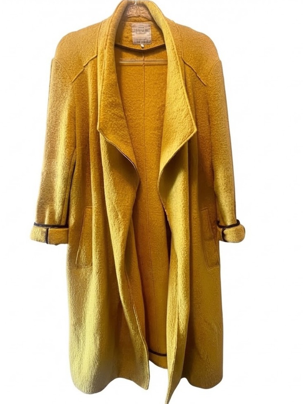 Zara *WOOL* Blend Open-Front Draped Coat | Mustard Yellow | SMALL